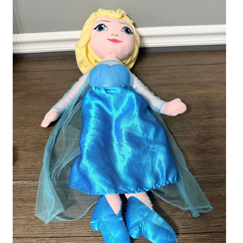 Disney Frozen‎ Elsa Large Plush Doll  Stuffed Toy Snow Queen Blue Dress